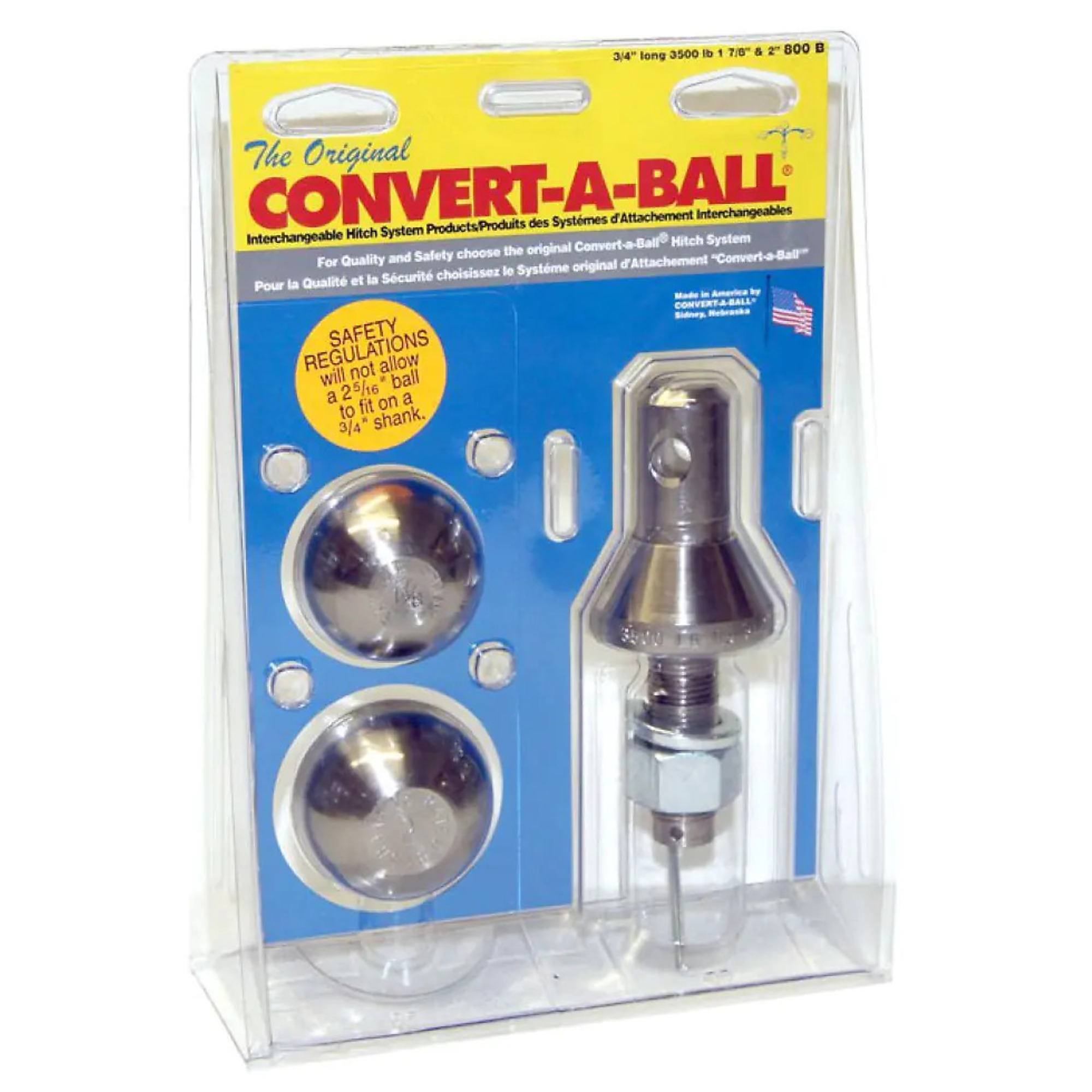 Convert-A-Ball Long Shank 2-Ball Set — 1-7/8in. & 2in. Balls, 3/4in. Shank Diameter, 2.25in. Shank Length, 3500 lb Capacity, Model# 944-800P